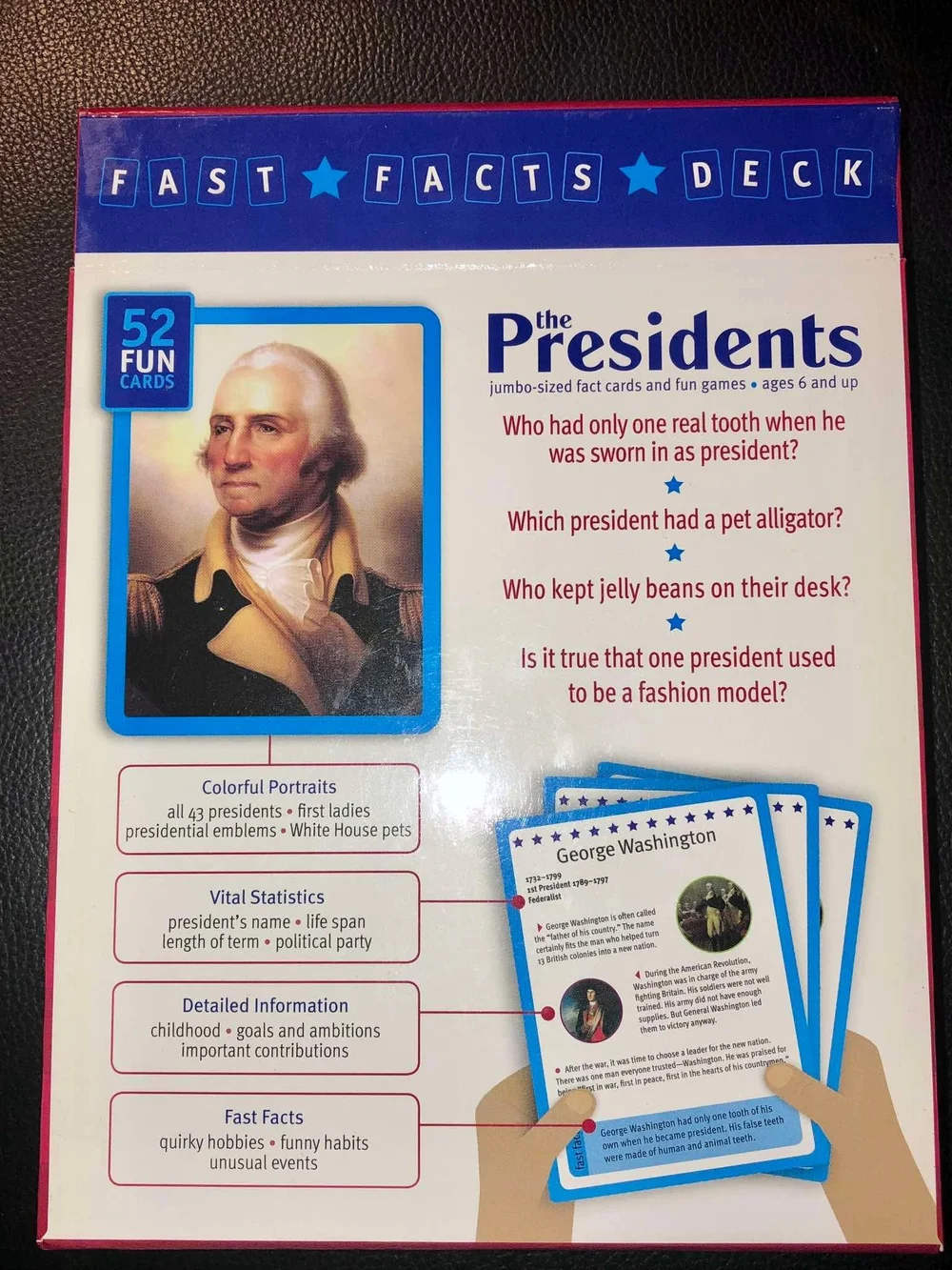 The Presidents Jumbo Fact Cards - Blue/Red